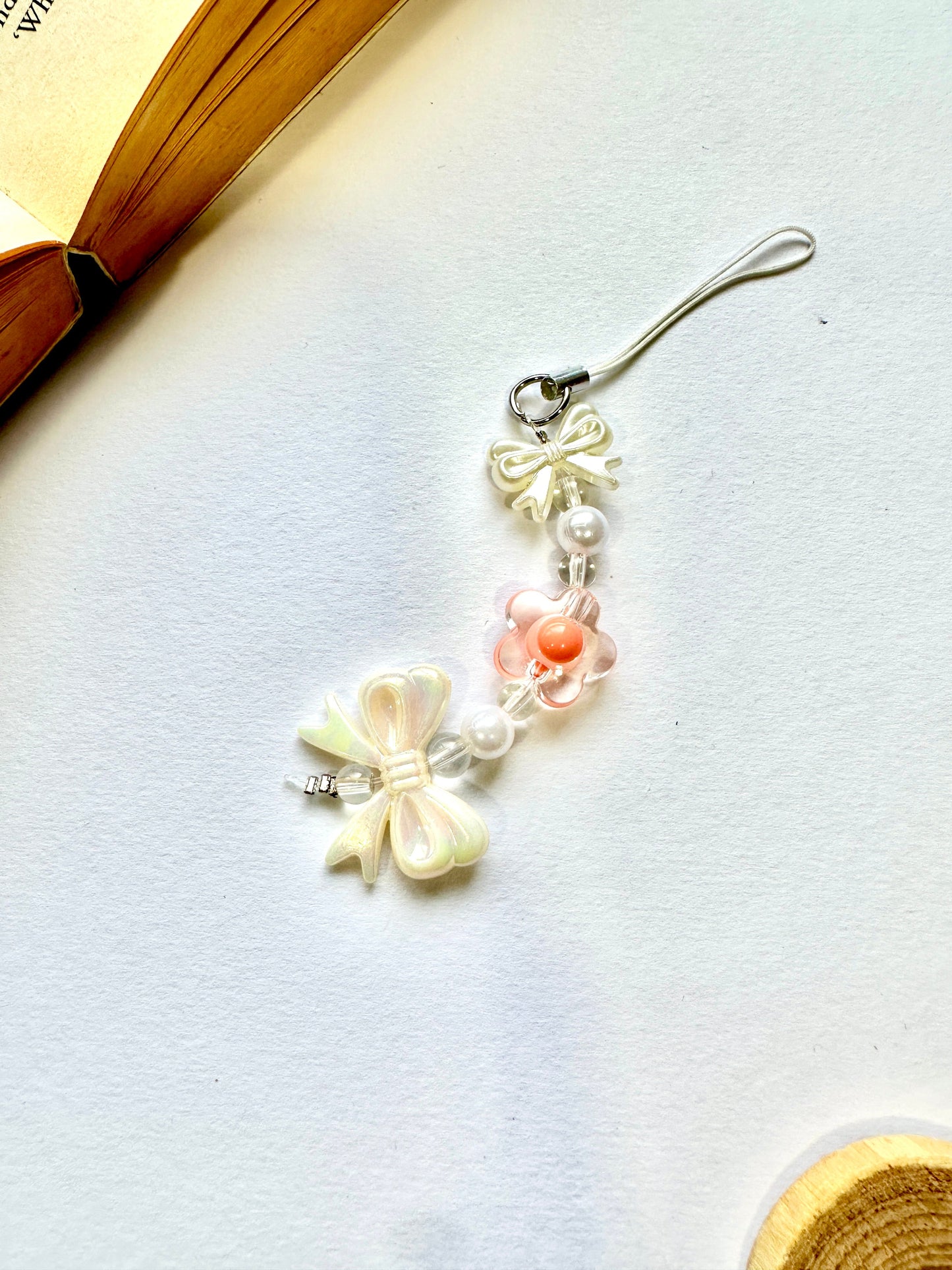 Peach Pearl Phone Chain Charm
