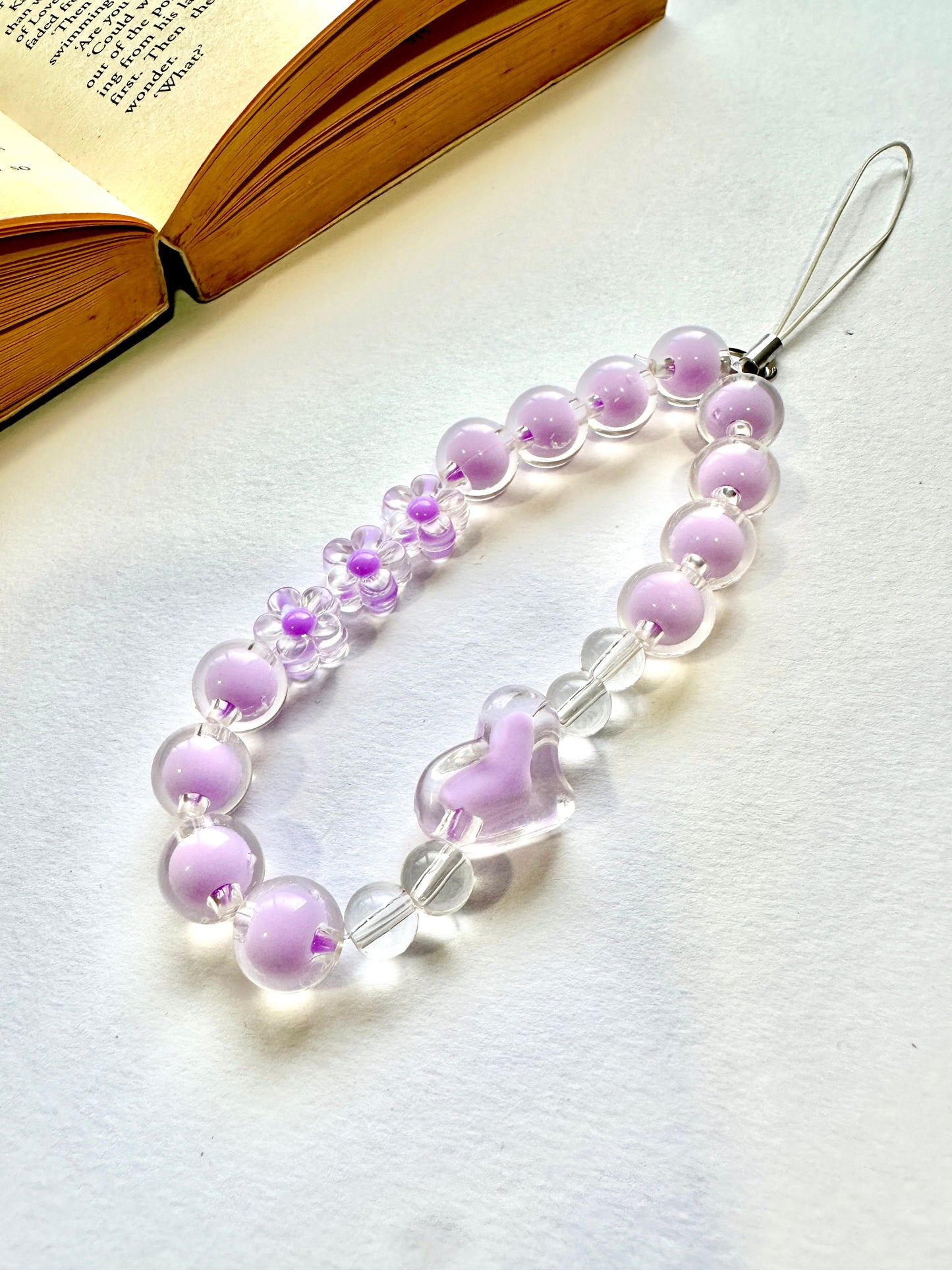 Heart Amethyst Phone Chain Charm