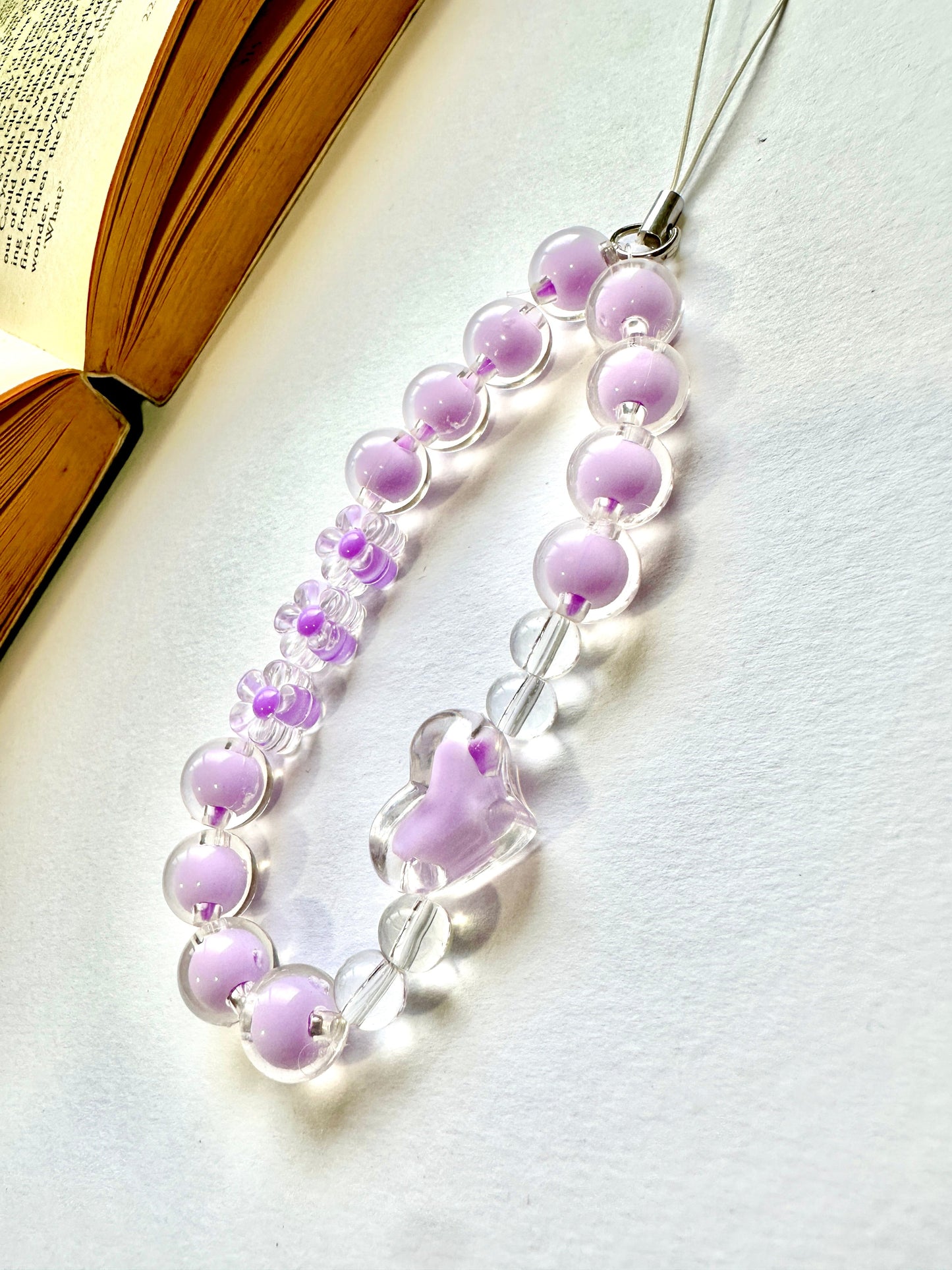Heart Amethyst Phone Chain Charm