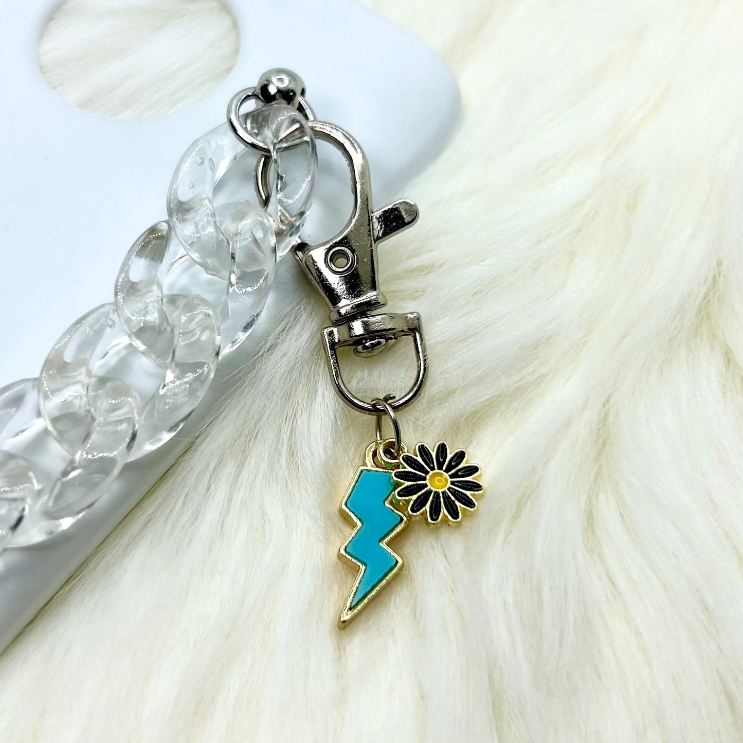 Blue Blaze & Dark Petals Phone Charm