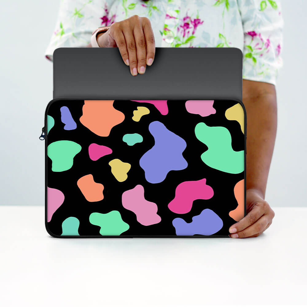 Neon Moo Print Laptop Sleeve