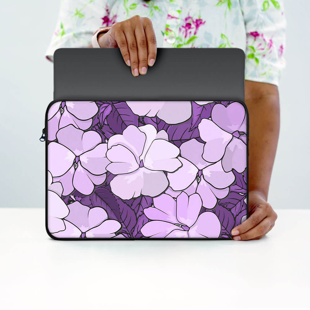 Lilac Blossom Print Laptop Sleeve