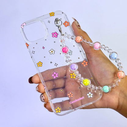 Mini Daisy Confetti Transparent Fall Chain Phone Cover