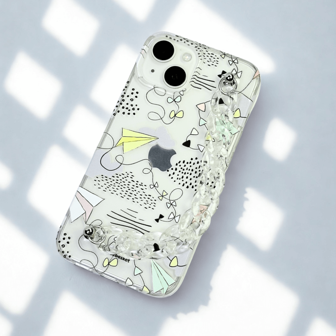 Paper Plane Crystal Chain Silicone Phone Cover