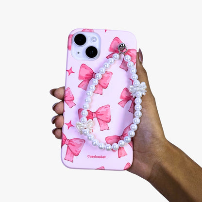 Pinkitty Bow Pearl Fall Chain Phone Cover
