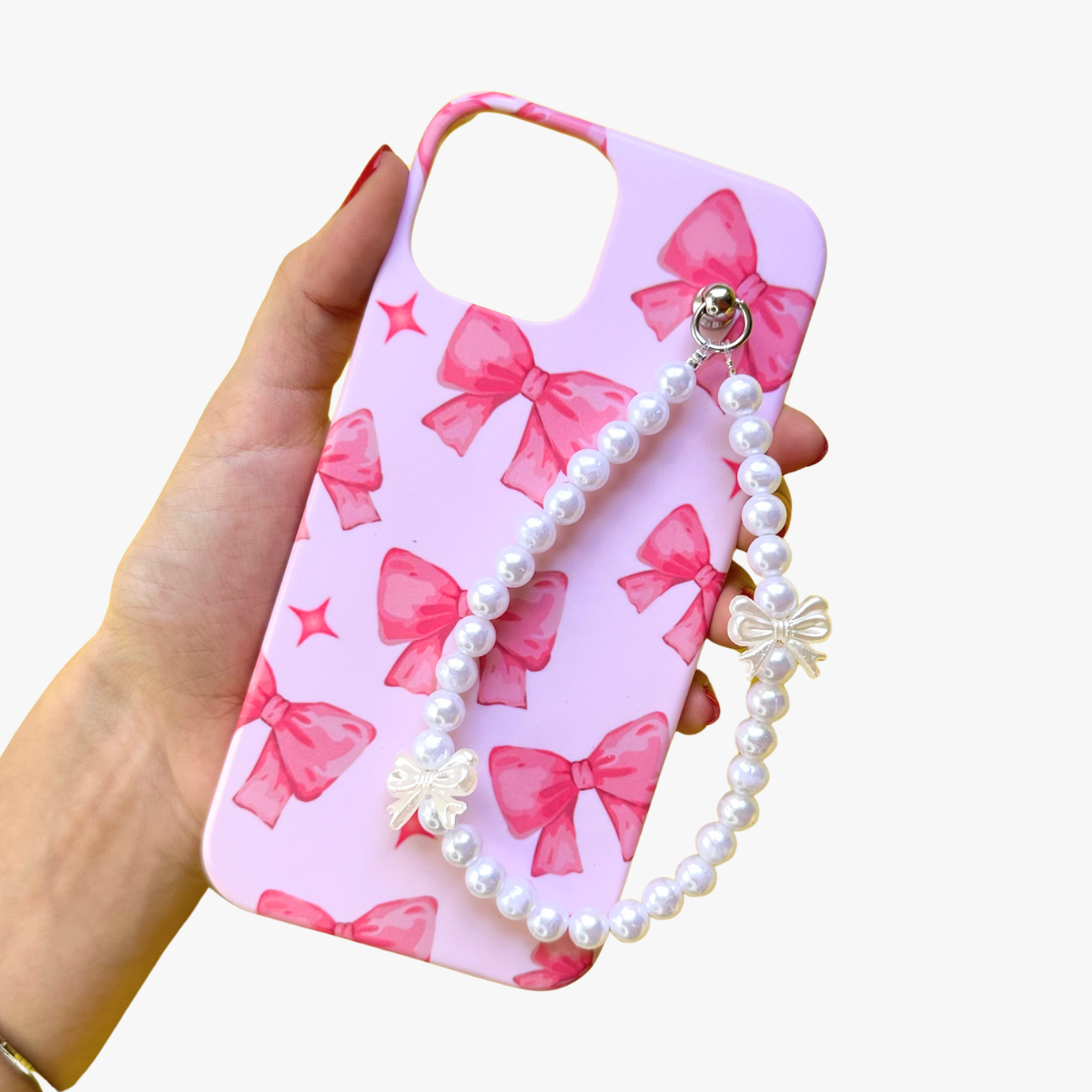 Pinkitty Bow Pearl Fall Chain Phone Cover – Casebasket