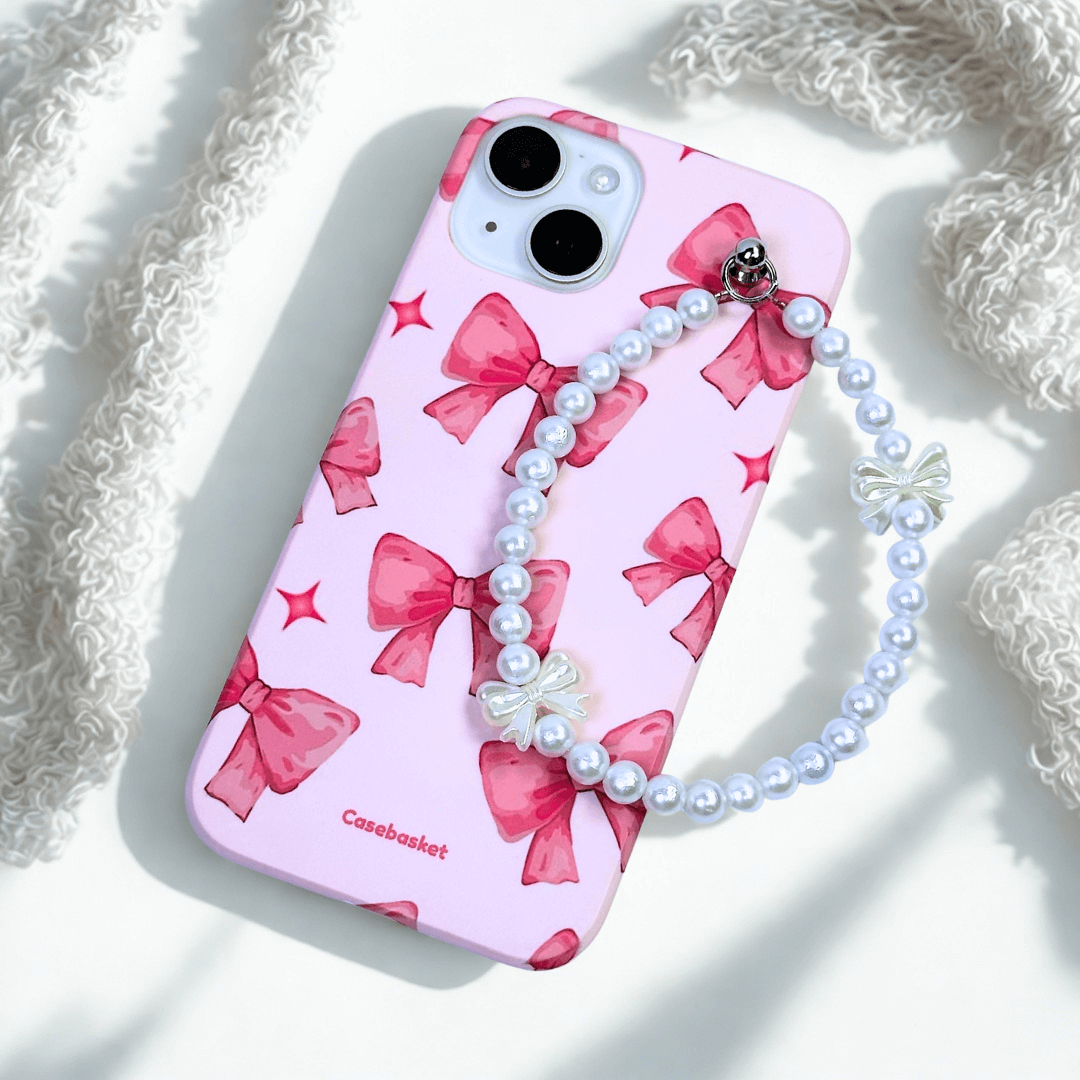 Pinkitty Bow Pearl Fall Chain Phone Cover