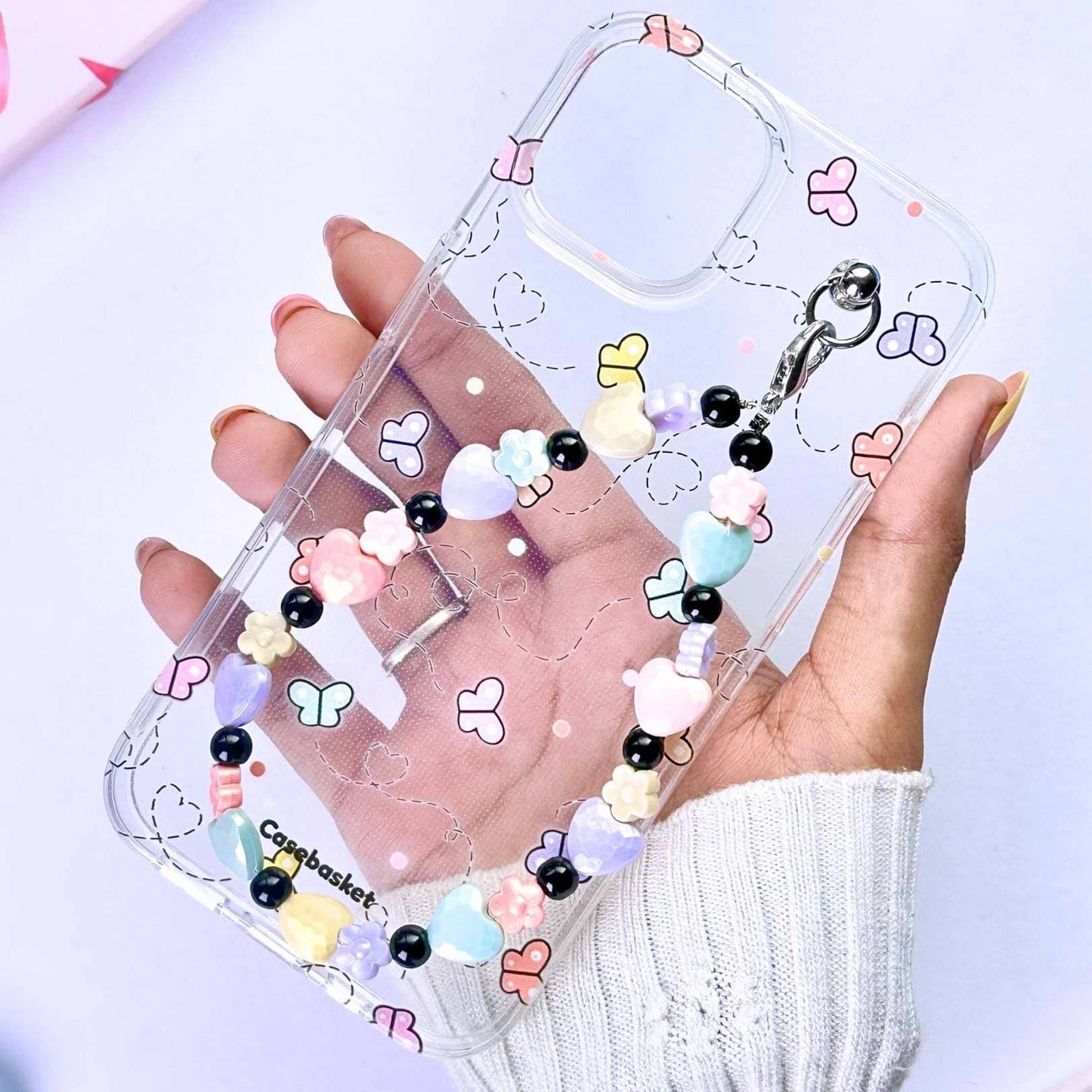Pixieflutter Transparent Heartflowers Charm Phone Cover