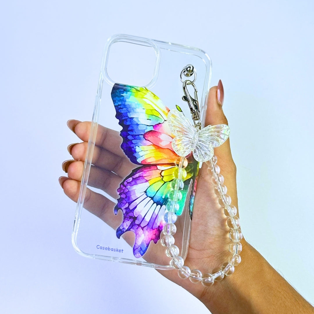 Popwings Transparent Pearlfly Fall Chain Phone Cover