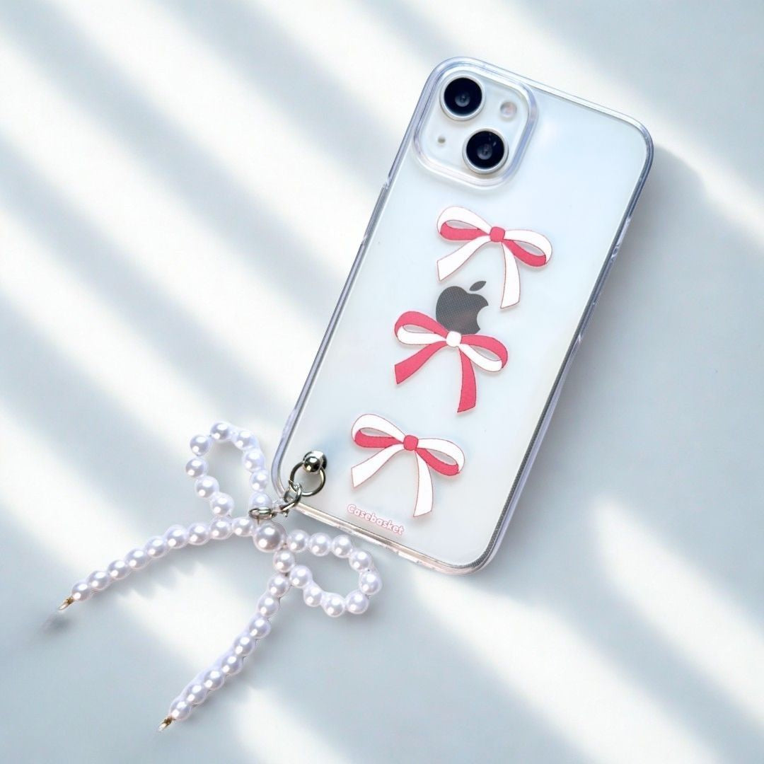 Cutie Trio Bow Bead Pearl Phone Cover
