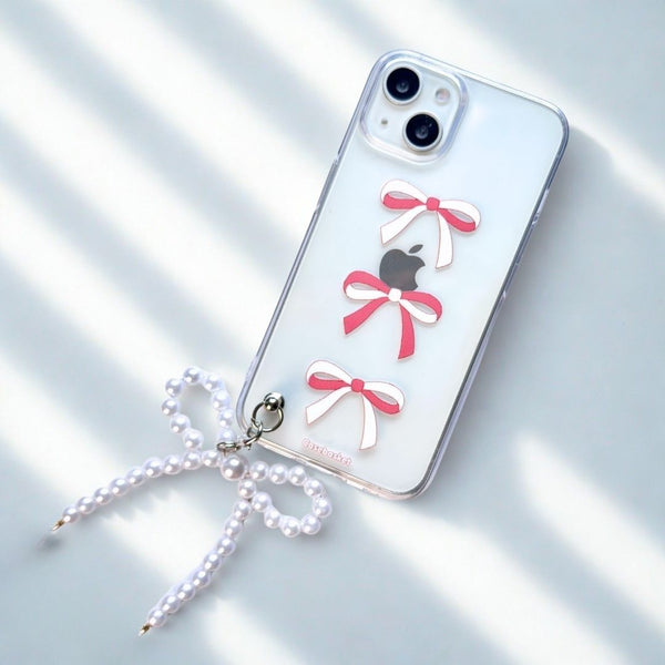 Cutie Trio Bow Bead Pearl Phone Cover