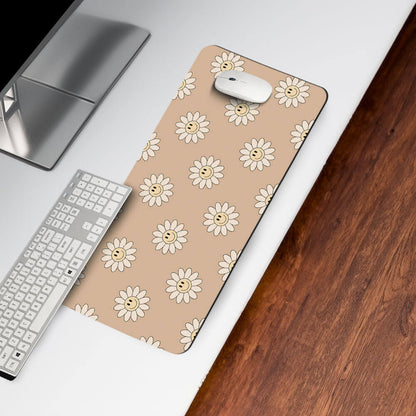 Cheerful Beige Print Desk Mat