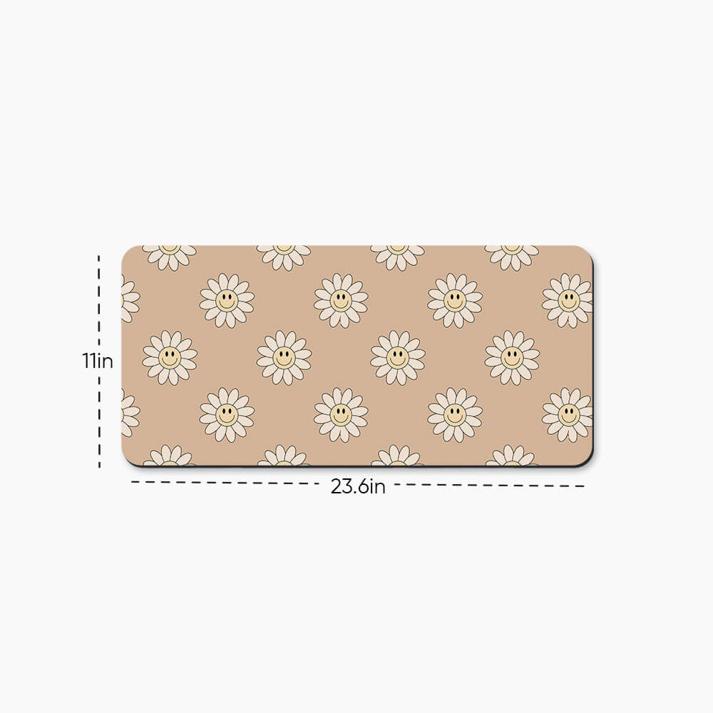 Cheerful Beige Print Desk Mat