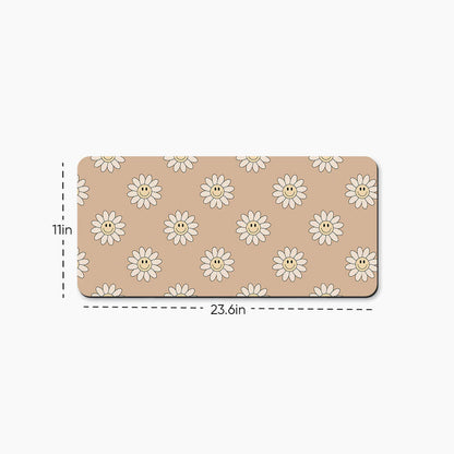 Cheerful Beige Print Desk Mat