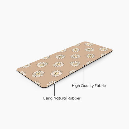 Cheerful Beige Print Desk Mat