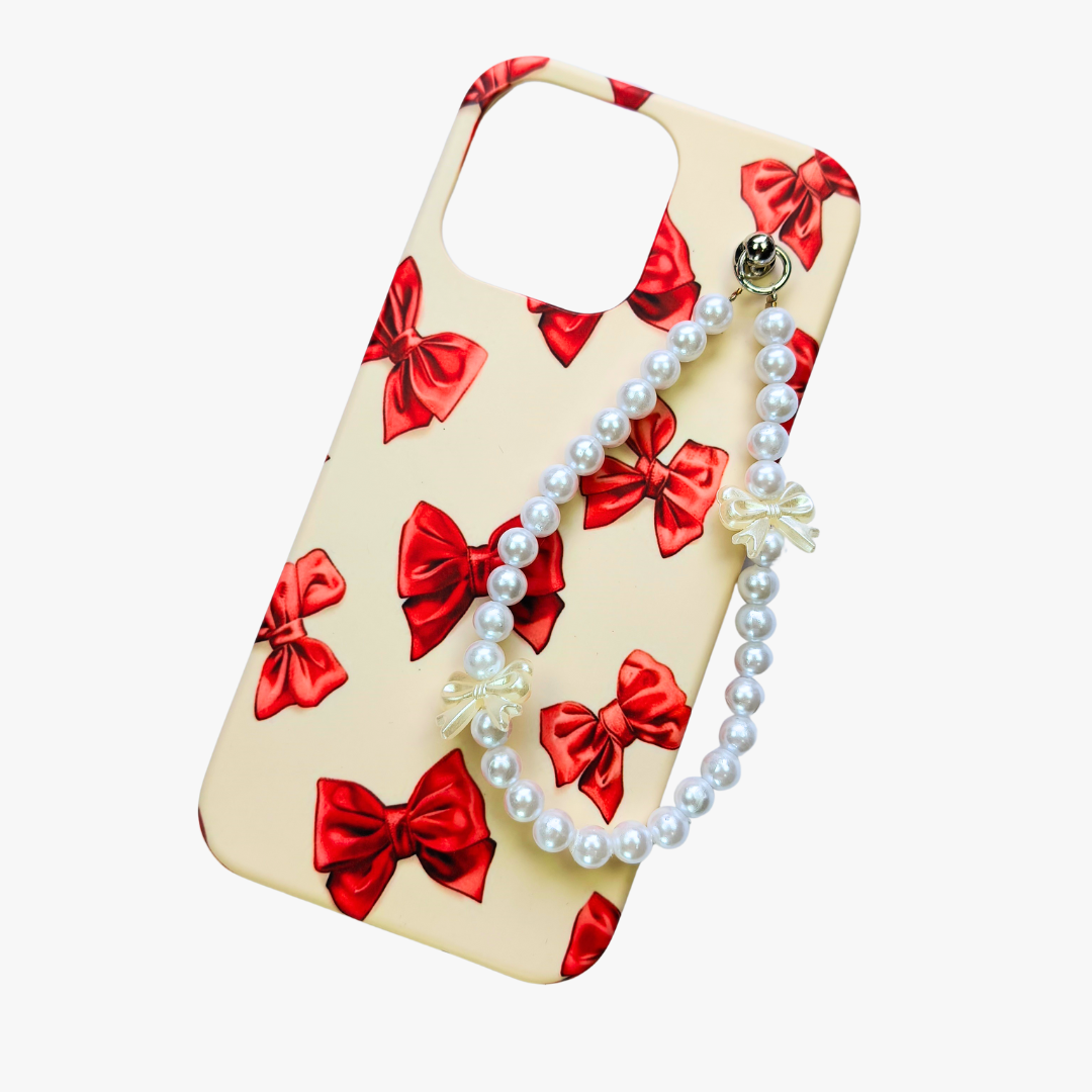 WineGlow Bow Pearl Fall Chain Phone Cover – Casebasket