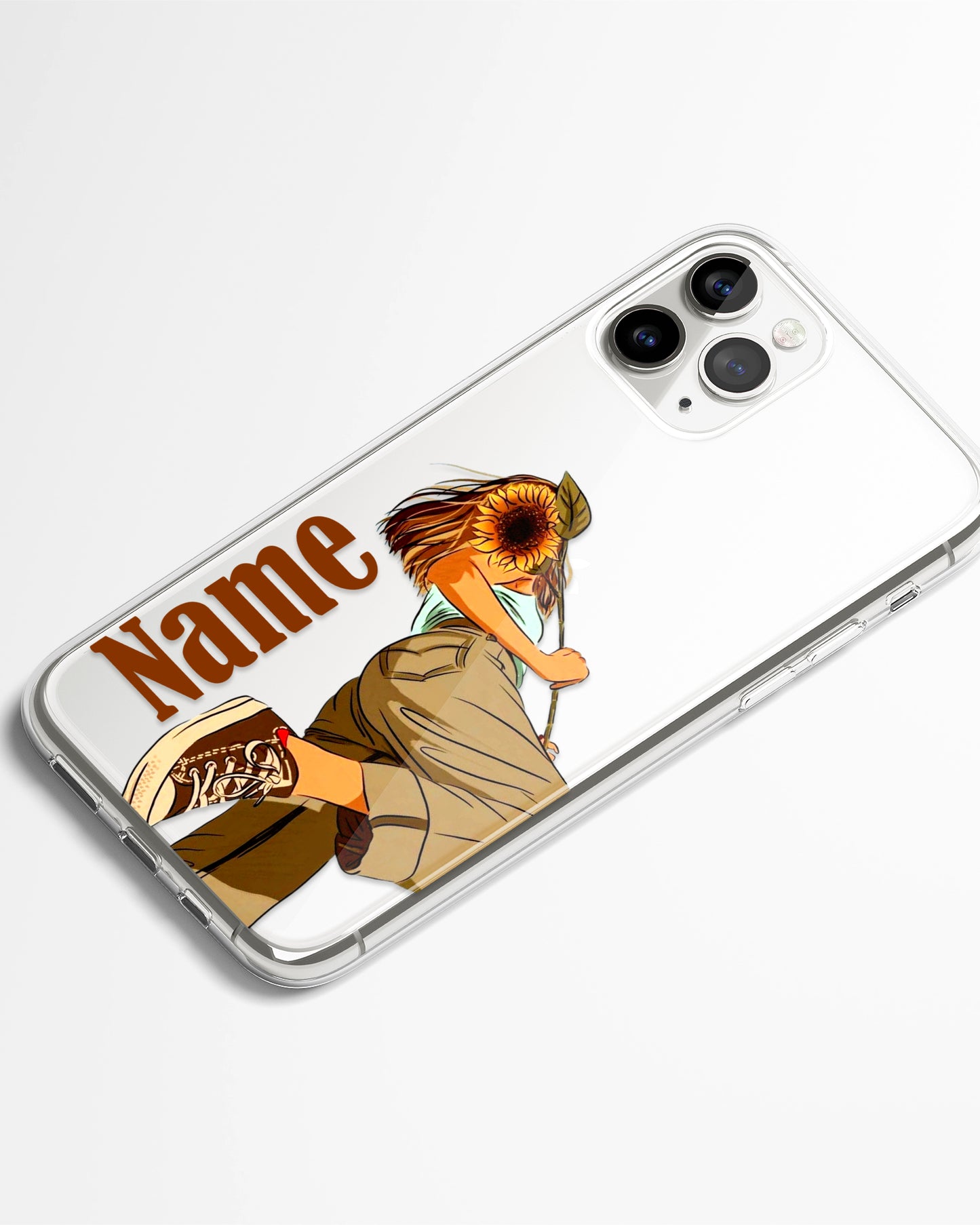 Sunflower Brown Transparent Silicone Phone Cover