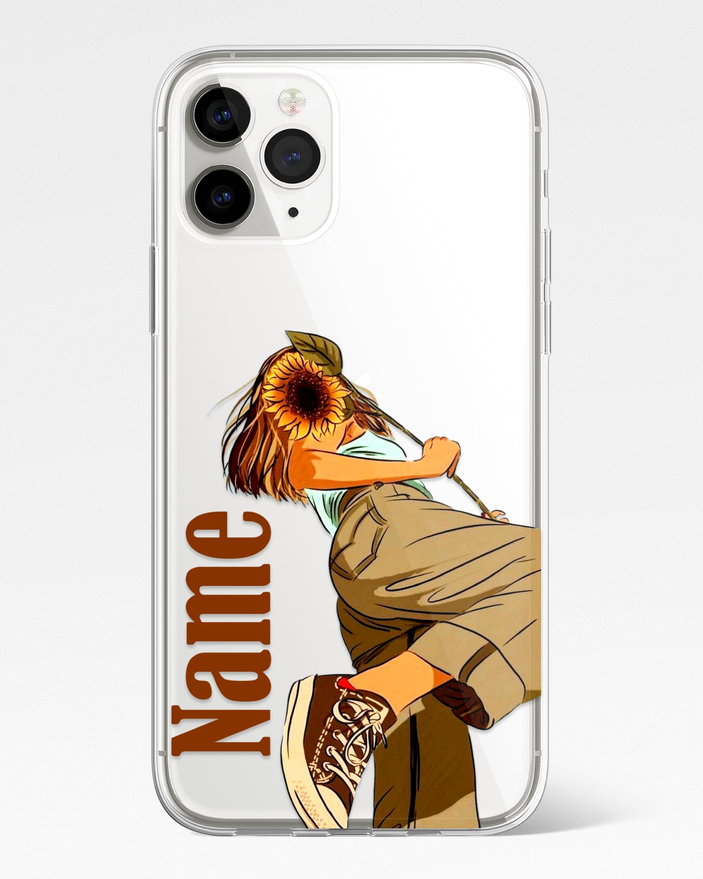 Sunflower Brown Transparent Silicone Phone Cover