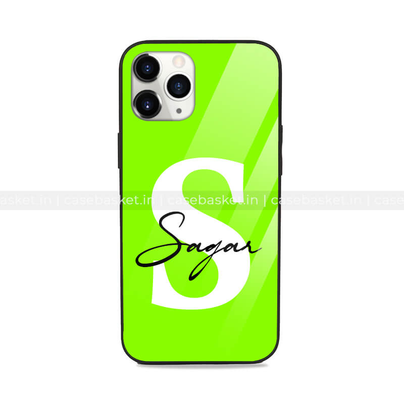 Green Name Initial's Glossy Phone Cover