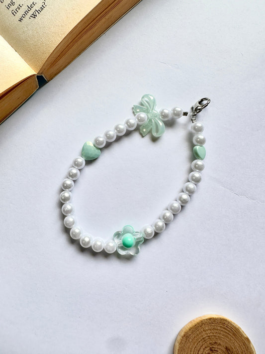 Chic Mint Bow Phone Chain Charm