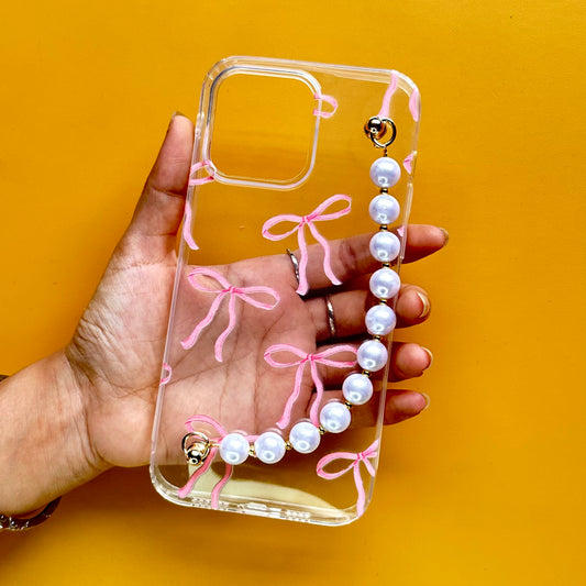 Blush Bow Transparent Pearl Phone Cover