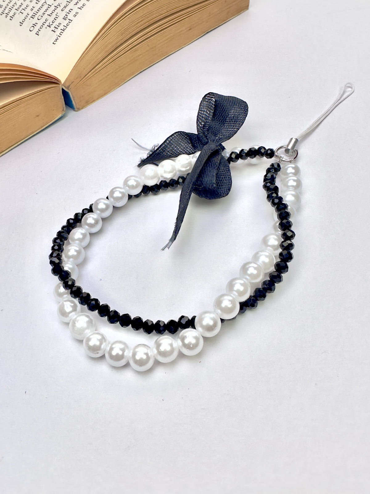 Black Pearl Phone Chain Charm