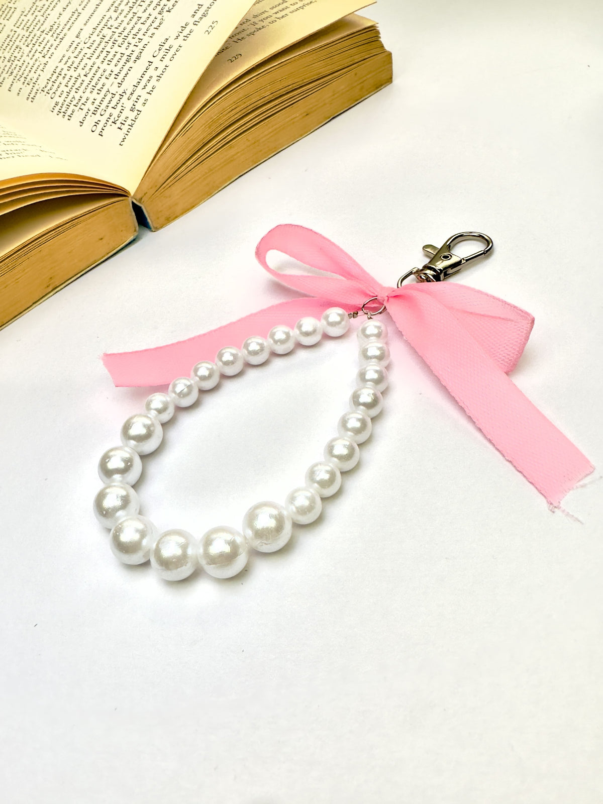 Rosebud Pearl Phone Chain Charm