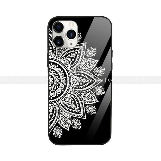 Jet Black Mandala Glass Phone Cover
