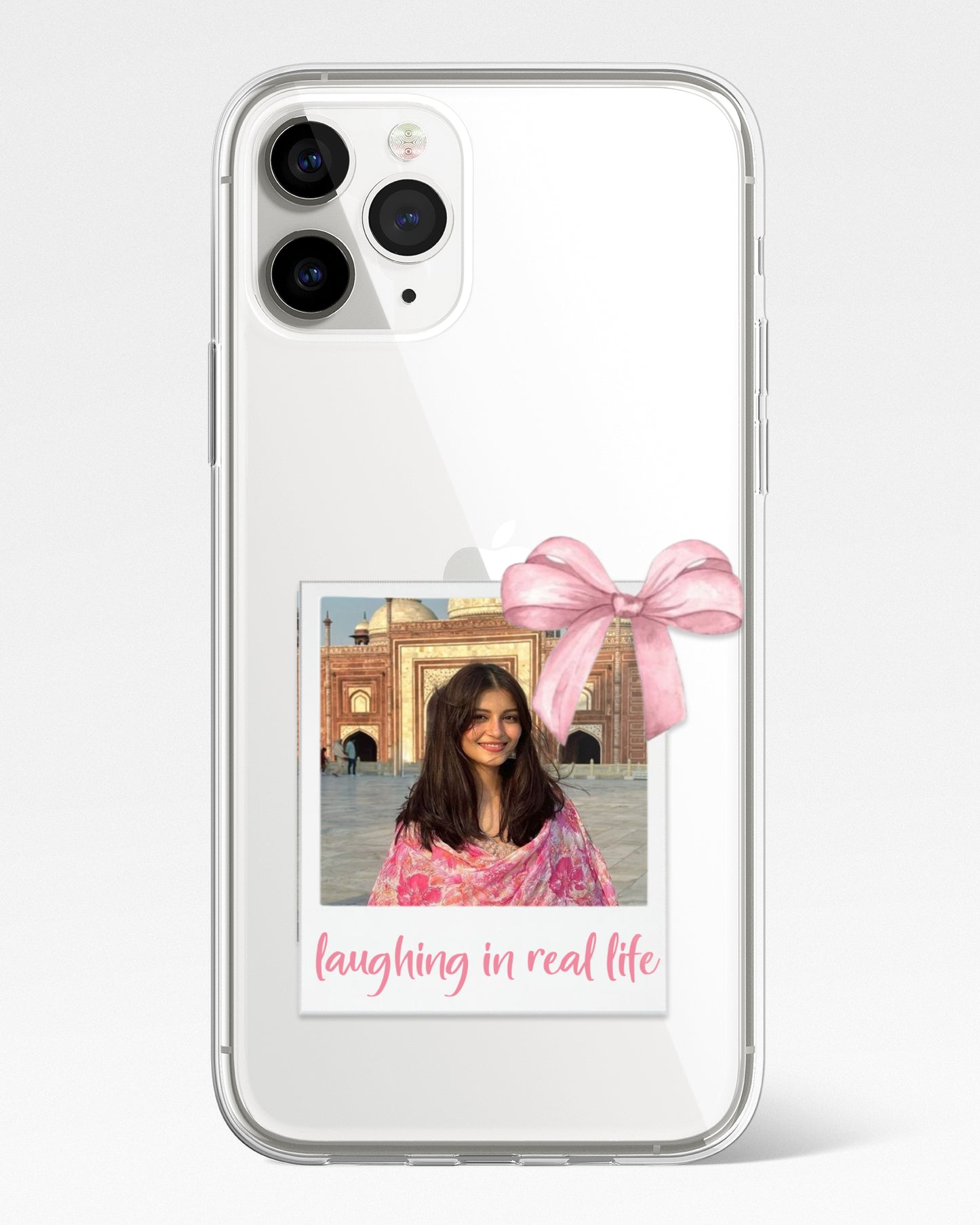 Happy Pink Polaroid Frame Transparent Silicone Cover