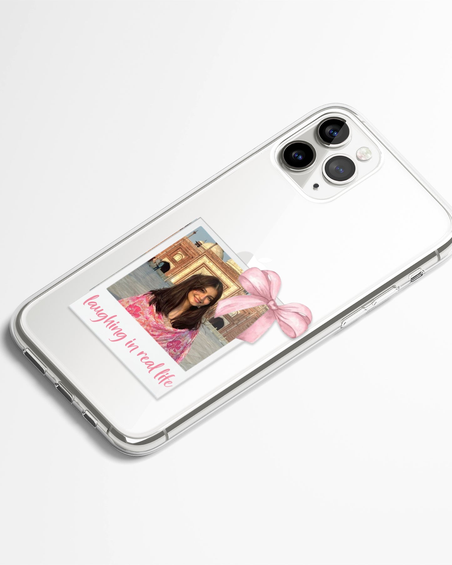 Happy Pink Polaroid Frame Transparent Silicone Cover