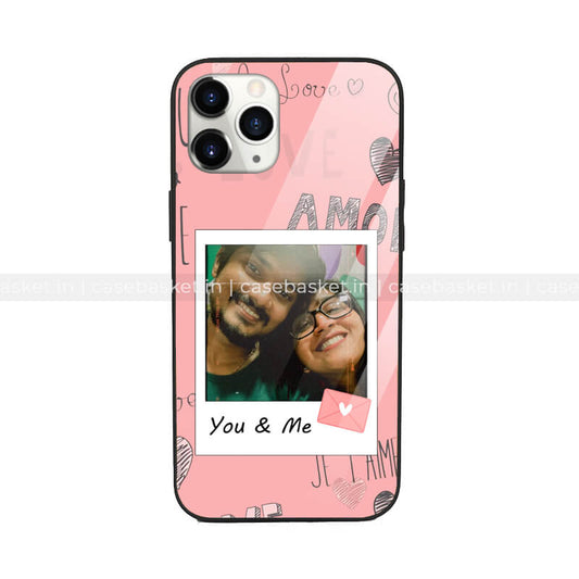 Love Polaroid Frame Glass Phone Cover