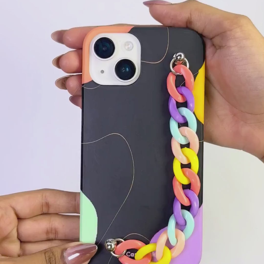 Black Vivid Rainbow Chain Phone Cover