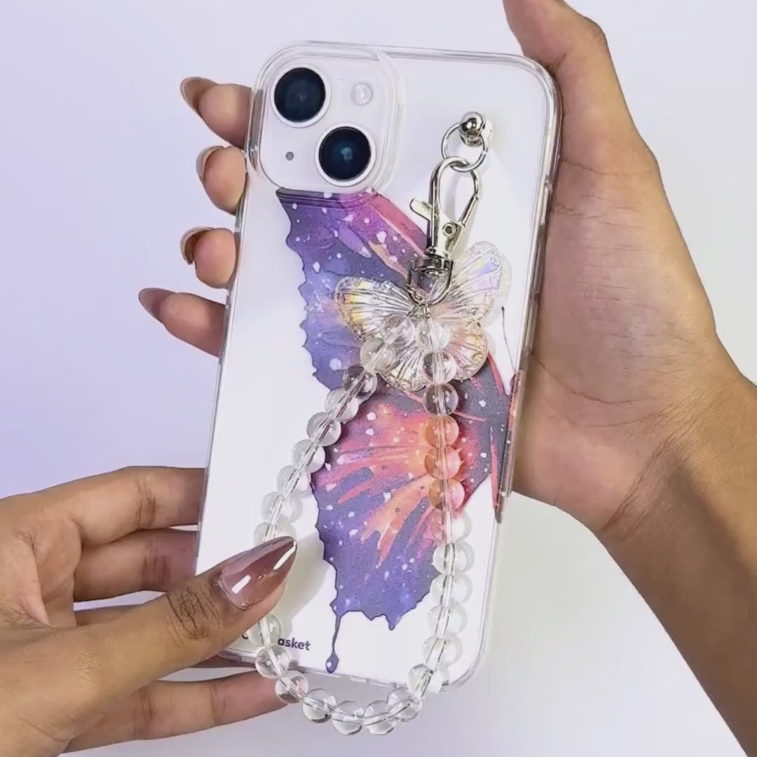 HueWing Transparent Pearlfly Fall Chain Phone Cover
