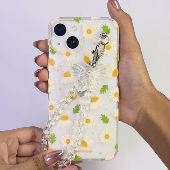 DaisyBaezy Transparent Pearlfly Fall Chain Phone Cover