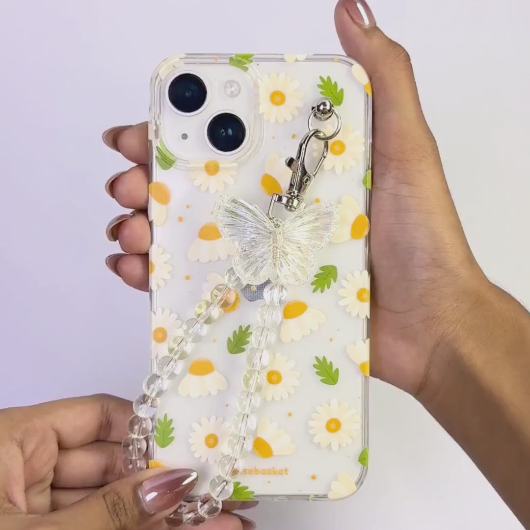 DaisyBaezy Transparent Pearlfly Fall Chain Phone Cover