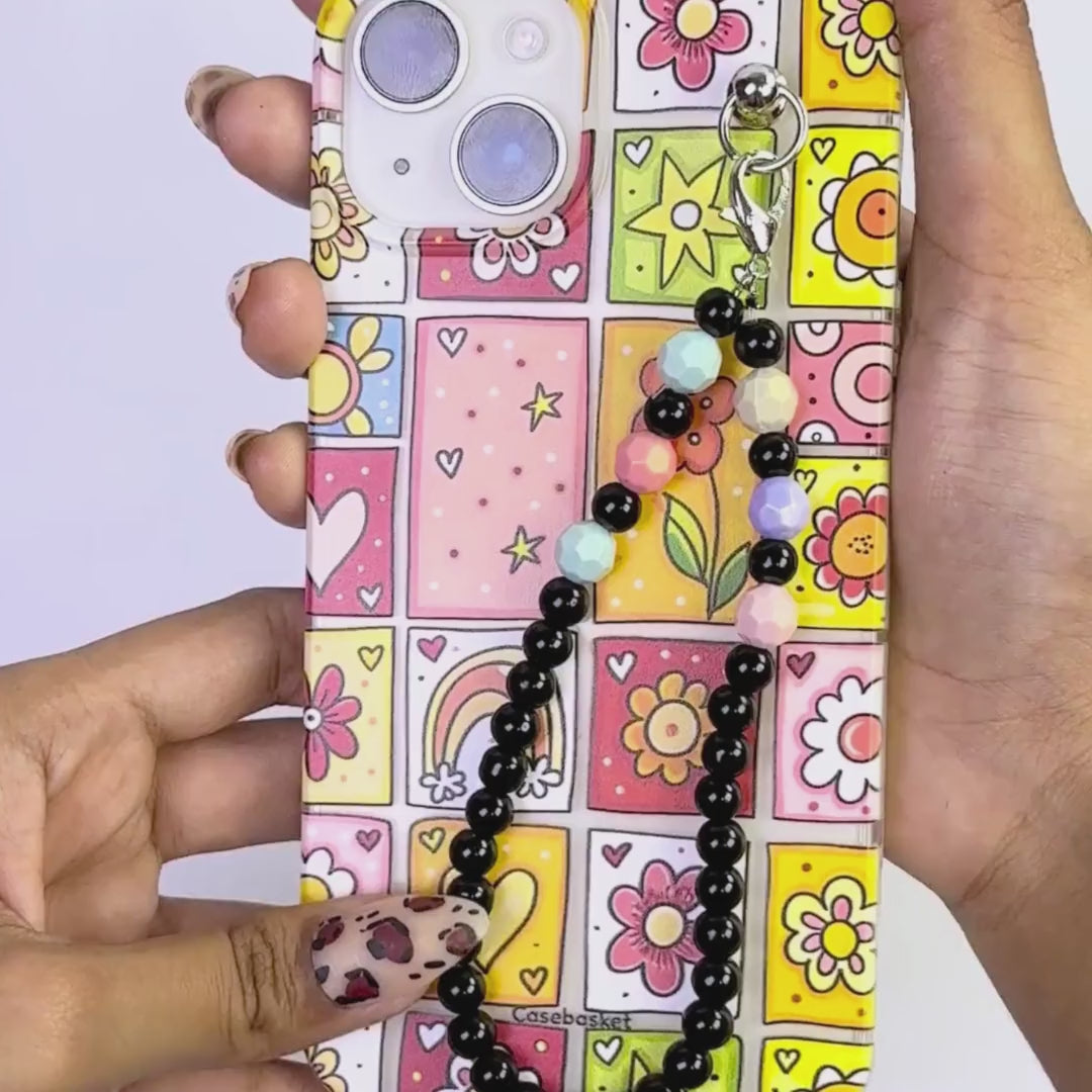 Warm Bloom Blocks Transparent Fall Chain Phone Cover