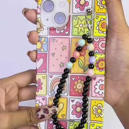 Warm Bloom Blocks Transparent Fall Chain Phone Cover