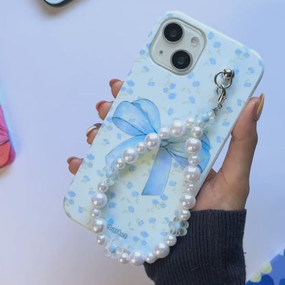Blue Bae Mist Pearl Flower Fall Chain Phone Cover