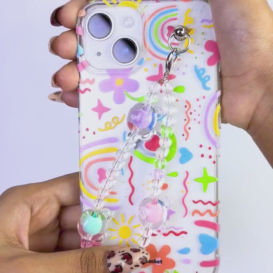 Groovy Color-Pop Doodles Transparent Fall Chain Phone Cover