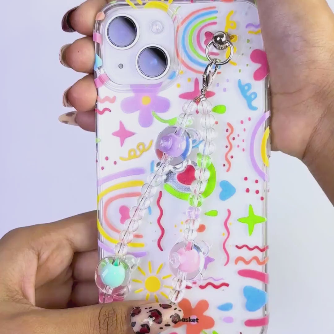 Groovy Color-Pop Doodles Transparent Fall Chain Phone Cover