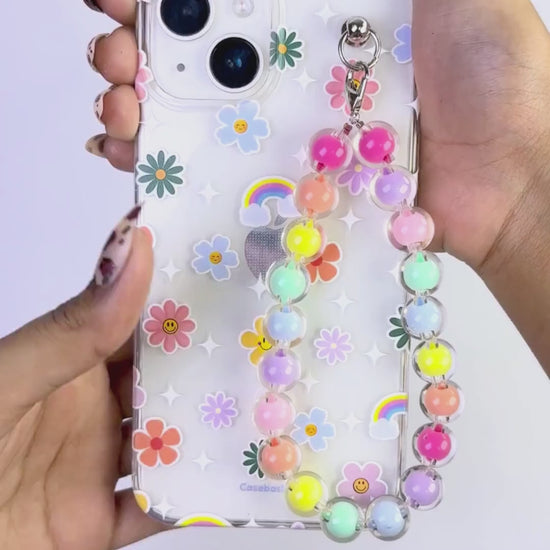 Happy Daisy Rainbow Transparent Fall Chain Phone Cover