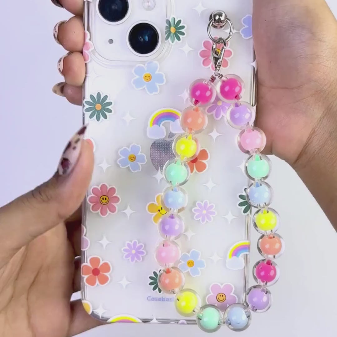 Happy Daisy Rainbow Transparent Fall Chain Phone Cover