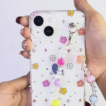 Mini Daisy Confetti Transparent Fall Chain Phone Cover