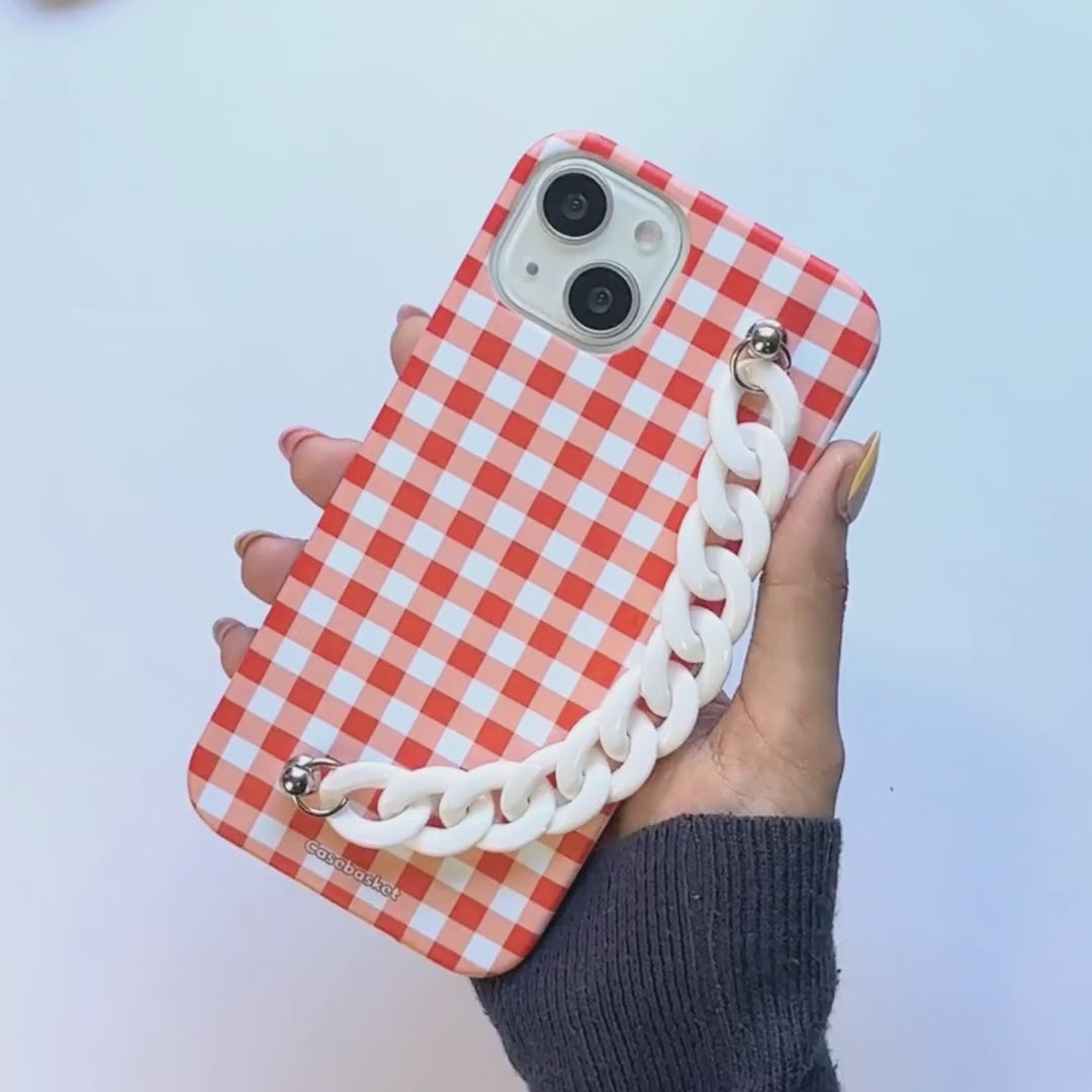 Checks Print white Chain Phone Cover