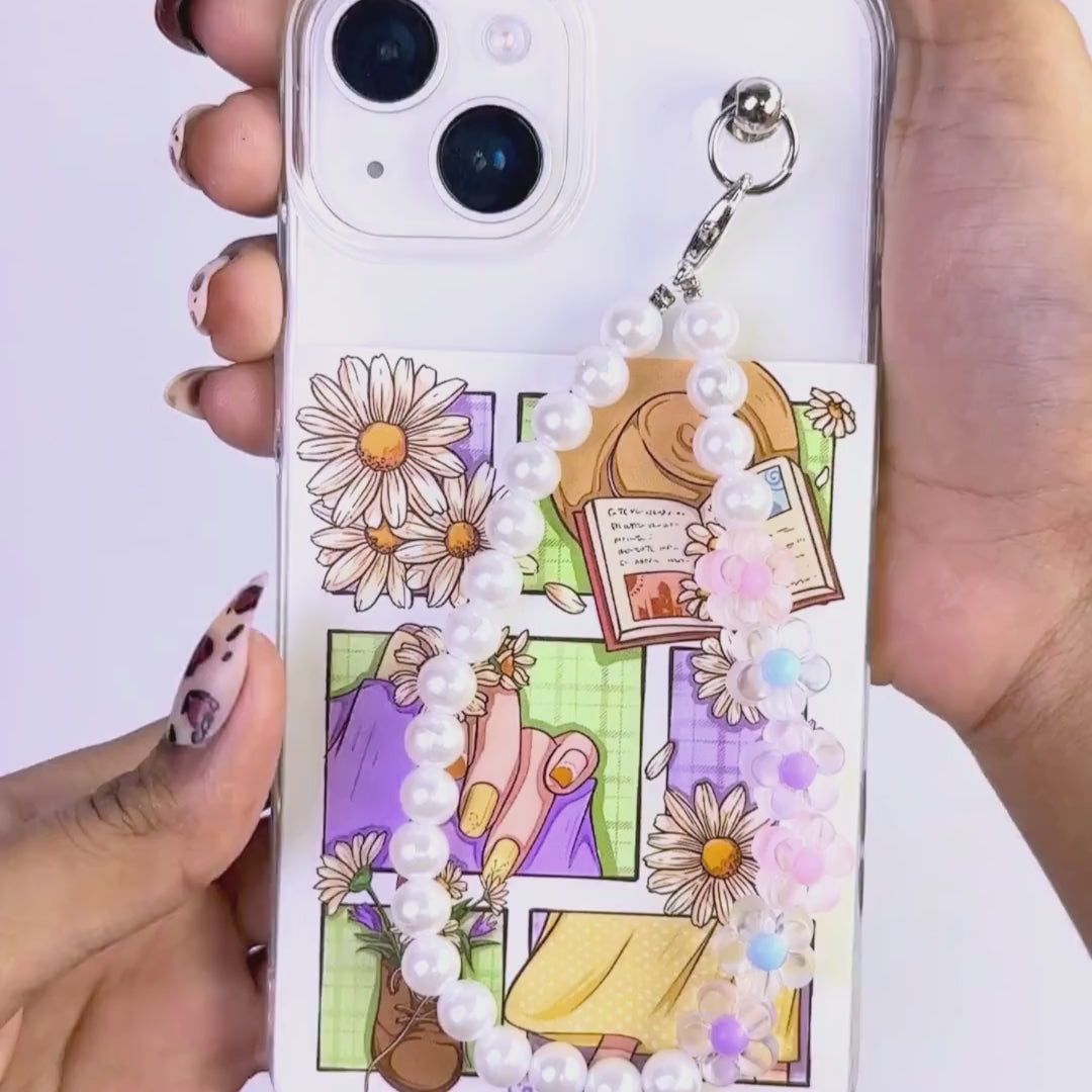 Daisy Outfit Grid Transparent Fall Chain Phone Cover