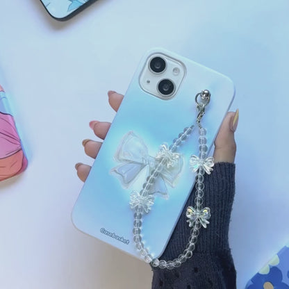 Gloss Dreamy Crystal Bow Fall Chain Phone Cover