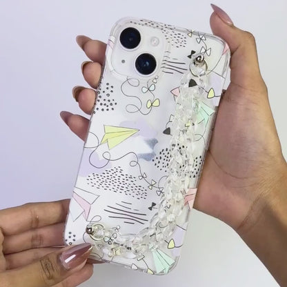 Paper Plane Crystal Chain Silicone Phone Cover
