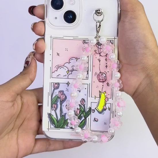 Tulip Sky Windowpane Transparent Fall Chain Phone Cover