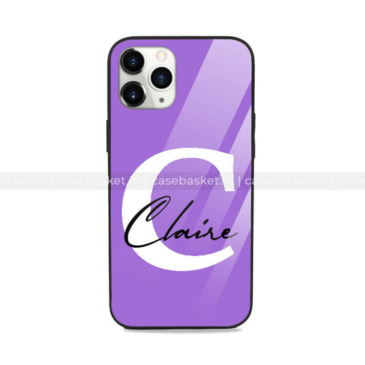 Purple Name Initial's Glass Phone Cover