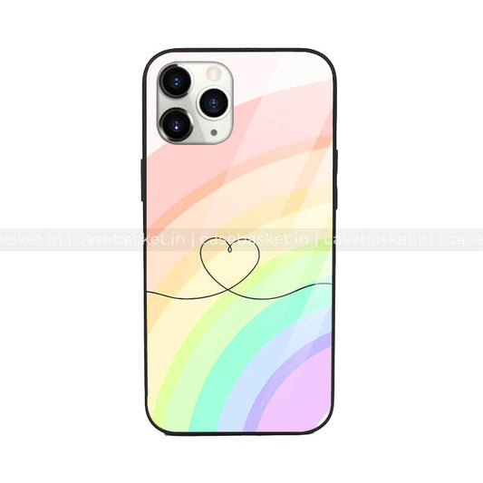 Rainbow Heart Glass Phone Cover